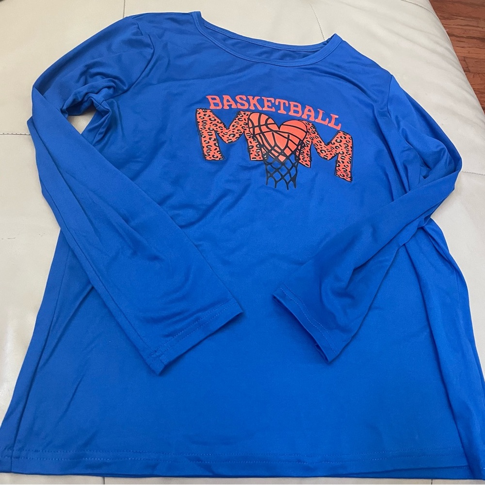 Basketball Mom Blue Long Sleeve Shirt, Medium/Large,New